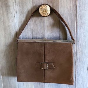 Louve made for Tano brown vintage suede rhinestone top handle